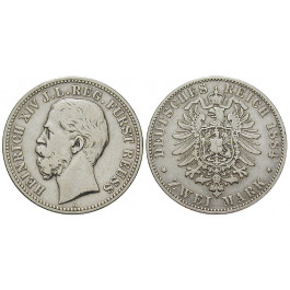 Deutsches Kaiserreich, Reuss-Schleiz, Heinrich XIV., 2 Mark 1884, A, ss, J. 120