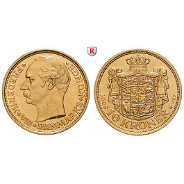 Dänemark, Frederik VIII., 10 Kroner 1908, 4,03 g fein, vz-st