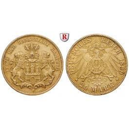 Deutsches Kaiserreich, Hamburg, 20 Mark 1899, J, ss-vz, J. 212