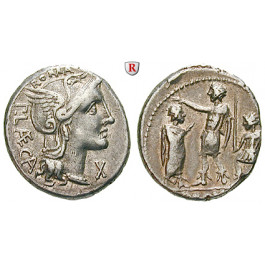 Römische Republik, P. Laeca, Denar 110-109 v.Chr., ss+