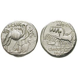 Römische Republik, M. Aemilius Scaurus und Pub. Plautius Hypsaeus, Denar 58 v.Chr., ss+