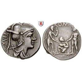 Römische Republik, Ti. Veturius, Denar 137 v.Chr., ss