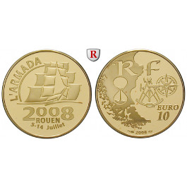Frankreich, V. Republik, 10 Euro 2008, 7,77 g fein, PP