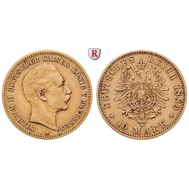 Deutsches Kaiserreich, Preussen, Wilhelm II., 10 Mark 1889, A, ss+, J. 249