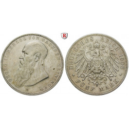 Deutsches Kaiserreich, Sachsen-Meiningen, Georg II., 5 Mark 1908, kurzer Bart, D, ss-vz, J. 153b