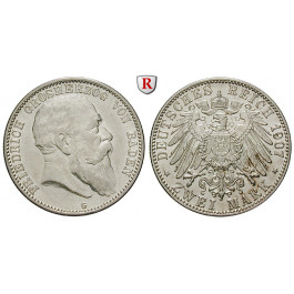 Deutsches Kaiserreich, Baden, Friedrich I., 2 Mark 1907, G, vz, J. 32