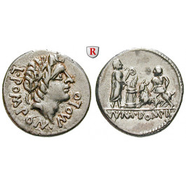 Römische Republik, L. Pomponius Molo, Denar 97 v.Chr., vz/ss-vz
