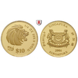 Singapur, 10 Dollars 2001, 7,77 g fein, PP