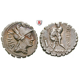Römische Republik, C. Poblicius, Denar, serratus 80 v.Chr., vz