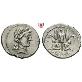 Römische Republik, Caius Iulius Caesar, Denar 46-45 v.Chr., vz+/vz