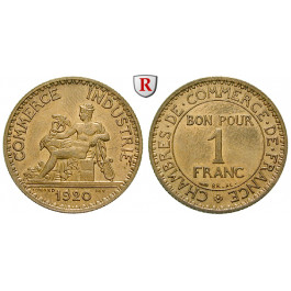 Frankreich, III. Republik, Franc 1920, vz-st