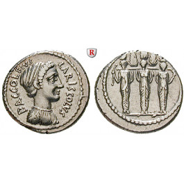 Römische Republik, P. Accoleius Lariscolus, Denar 43 v.Chr., ss-vz