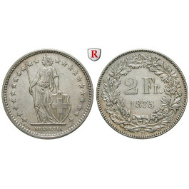 Schweiz, Eidgenossenschaft, 2 Franken 1875, f.vz