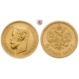 Russland, Nikolaus II., 5 Rubel 1902, 3,87 g fein, vz