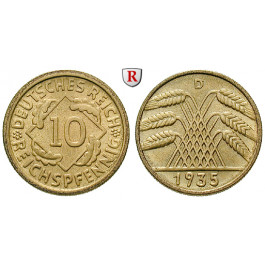 Weimarer Republik, 10 Reichspfennig 1935, D, vz-st, J. 317