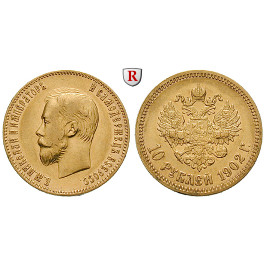 Russland, Nikolaus II., 10 Rubel 1902, 7,74 g fein, ss-vz/vz
