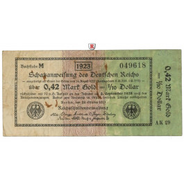 Wertbeständiges Notgeld, 0,42 Mark Gold 26.10.1923, III-, Rb. 142a