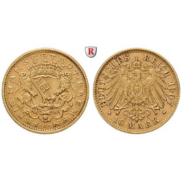 Deutsches Kaiserreich, Bremen, 10 Mark 1907, J, vz/ss-vz, J. 204
