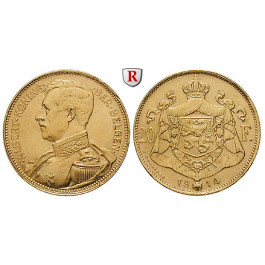 Belgien, Königreich, Albert I., 20 Francs 1914, 5,81 g fein, f.vz/vz-st