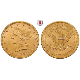 USA, 10 Dollars 1891, 15,05 g fein, f.vz