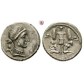 Römische Republik, Caius Iulius Caesar, Denar 46-45 v.Chr., vz/vz-st