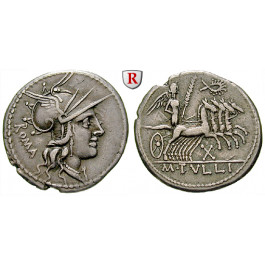 Römische Republik, M. Tullius, Denar 120 v.Chr., ss+