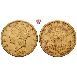 USA, 20 Dollars 1881, 30,09 g fein, ss