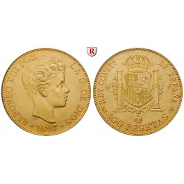 Spanien, Alfonso XIII., 100 Pesetas 1897 (1962), 29,06 g fein, vz-st