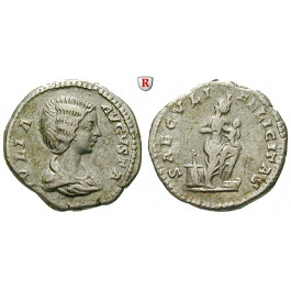 Römische Kaiserzeit, Julia Domna, Frau des Septimius Severus, Denar 202, ss+