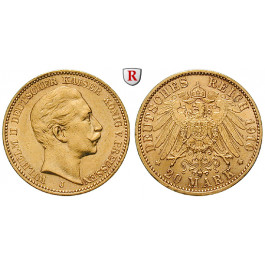 Deutsches Kaiserreich, Preussen, Wilhelm II., 20 Mark 1910, J, ss/vz, J. 252