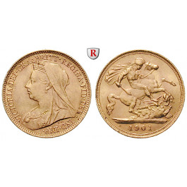 Grossbritannien, Victoria, Half-Sovereign 1893-1901, 3,66 g fein, ss