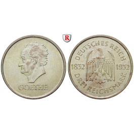 Weimarer Republik, 3 Reichsmark 1932, Goethe, A, ss-vz, J. 350