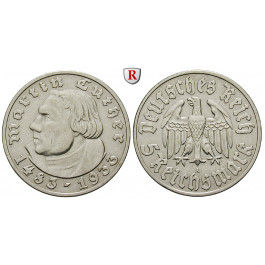 Drittes Reich, 5 Reichsmark 1933, Luther, A, ss-vz, J. 353