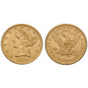 USA, 5 Dollars 1906, 7,52 g fein, ss-vz